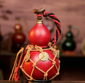 Red Urushi-Lined Gourd Bottle Dyed with Traditional Chinese Herbal Decoction