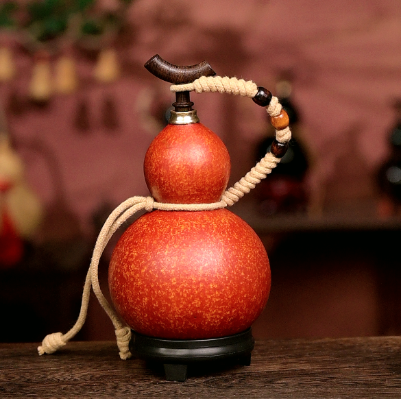 Mix Approx. 250ml Urushi-Lined Gourd Bottle Dyed with Traditional Chinese Herbal Decoction